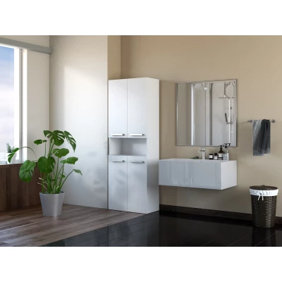VALDUR 4 fürdőszobai szekrény polccal - matt fehér