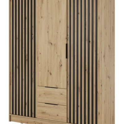 Háromajtós gardróbszekrény MARFA - szélesség 155 cm, artisan tölgy / fekete