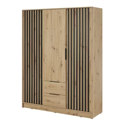 Háromajtós gardróbszekrény MARFA - szélesség 155 cm, artisan tölgy / fekete