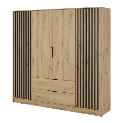 Négyajtós MARFA gardróbszekrény - szélesség 206 cm, artisan tölgy / fekete