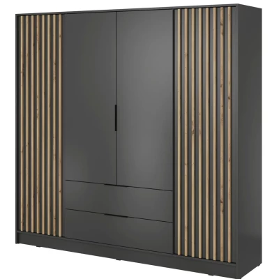 MARFA négyajtós szekrény - 206 cm széles, grafit / artisan tölgy