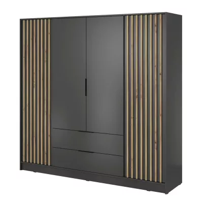 MARFA négyajtós szekrény - 206 cm széles, grafit / artisan tölgy