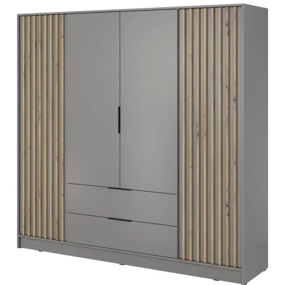 Négyajtós gardróbszekrény MARFA - szélesség 206 cm, szürke / artisan tölgy