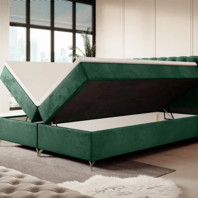 ADRIA COMFORT kárpitozott ágy 140x200 tárolóhellyel - zöld