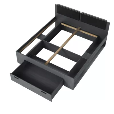Ágy kárpitozott fejtámlával SARA - 180x200, karbon tölgyfa