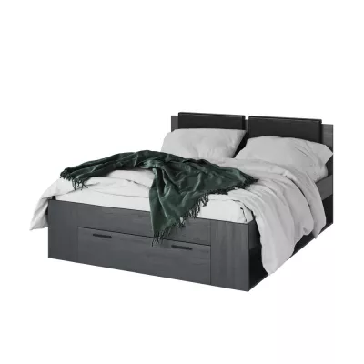 Ágy kárpitozott fejtámlával SARA - 160x200, karbon tölgyfa