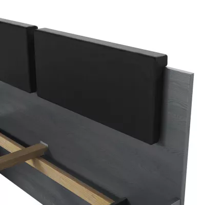 Ágy kárpitozott fejtámlával SARA - 160x200, karbon tölgyfa