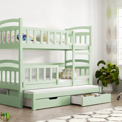 Gyerekágy korláttal ARANKA - 75x180, zöld