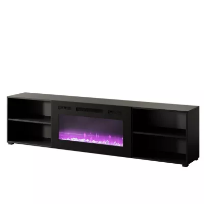 TV állvány elektromos kandallóval MALEN 2 - fekete / fényes fekete