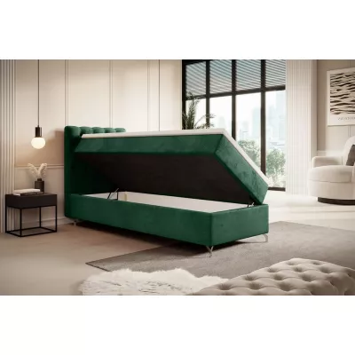 ADRIA COMFORT kárpitozott ágy 90x200 tárolóhellyel - balos, zöld