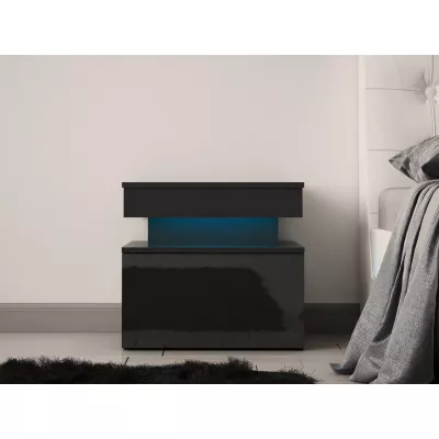 USOA LED éjjeliszekrény - fényes fekete / matt fekete