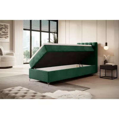ADRIA kárpitozott ágy 90x200 tárolóhellyel - jobbos, zöld