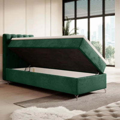 ADRIA kárpitozott ágy 80x200 tárolóhellyel - balos, zöld