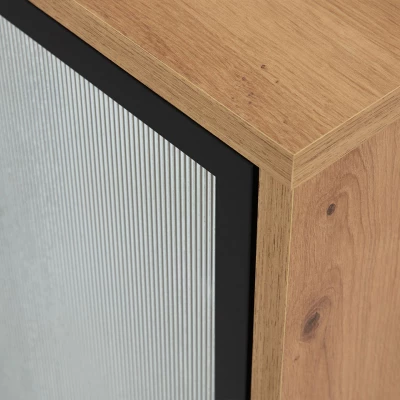 Üvegvitrin LED világítással MIO - artisan tölgy / fekete