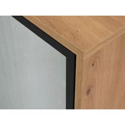 Üvegvitrin LED világítással MIO - artisan tölgy / fekete