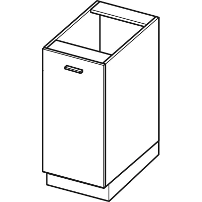 ADAMA alsószekrény - szélesség 30 cm, fekete / szürke, ezüst fogantyú, 10 cm lábak
