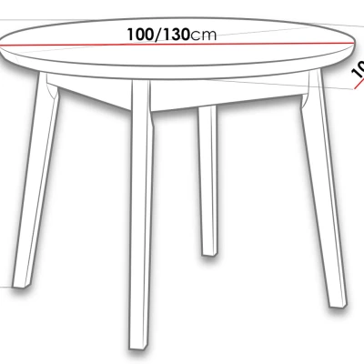 ANGLETON 4 kerek, kihúzható étkezőasztal - 100 cm - fehér / fekete