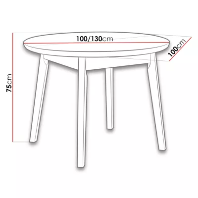 ANGLETON 4 kerek, kihúzható étkezőasztal - 100 cm - fehér / fekete