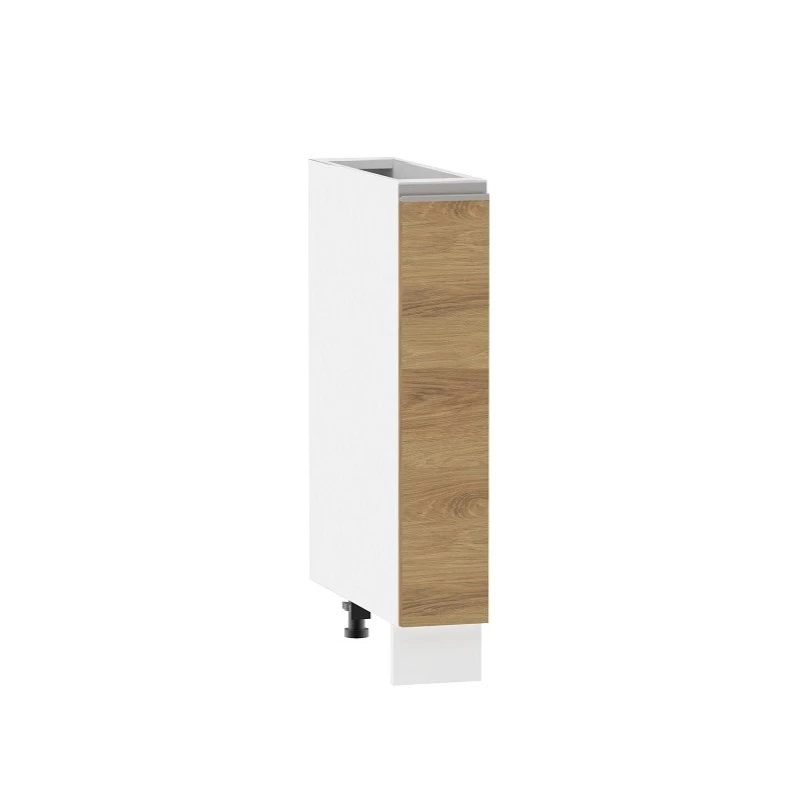ADAMA kihúzható szekrény - szélesség 15 cm, hickory natúr / fehér, lábak 10 cm