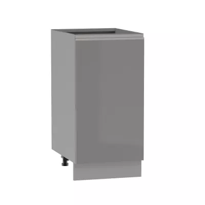 Alsó egyajtós szekrény ADAMA - szélesség 40 cm, fényes szürke/szürke, ezüst fogantyú, 10 cm lábak