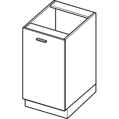 Alsó szekrény polccal ADAMA - szélesség 45 cm, fekete / szürke, ezüst fogantyú, 15 cm lábak