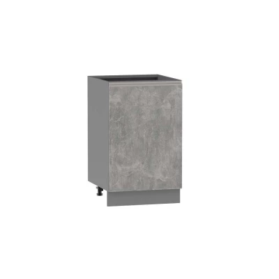 Alsó konyhaszekrény ADAMA - szélesség 50 cm, világos műbeton / szürke, ezüst fogantyú, 10 cm lábak