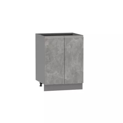Alsó kétajtós szekrény ADAMA - szélesség 60 cm, világos műbeton / szürke, ezüst fogantyú, 10 cm lábak