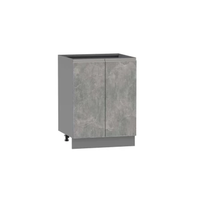 Alsó kétajtós szekrény ADAMA - szélesség 60 cm, világos műbeton / szürke, ezüst fogantyú, 15 cm-es lábak