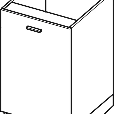 Konyhaszekrény polccal ADAMA - szélesség 60 cm, fényes szürke/szürke, ezüst fogantyú, 10 cm lábak