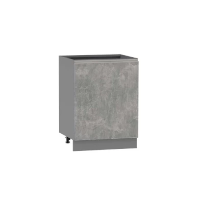 Konyhaszekrény polccal ADAMA - szélesség 60 cm, világos műbeton / szürke, ezüst fogantyú, 15 cm lábak