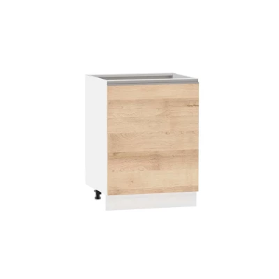Konyhaszekrény polccal ADAMA - szélesség 60 cm, artisan bükk / fehér, ezüst fogantyú, 10 cm lábak