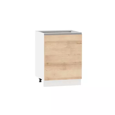 Konyhaszekrény polccal ADAMA - szélesség 60 cm, artisan bükk / fehér, ezüst fogantyú, 15 cm lábak