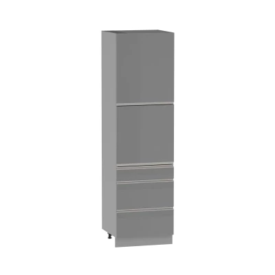ADAMA kombinált élelmiszerszekrény - szélesség 60 cm, fényes szürke/szürke, lábak 10 cm