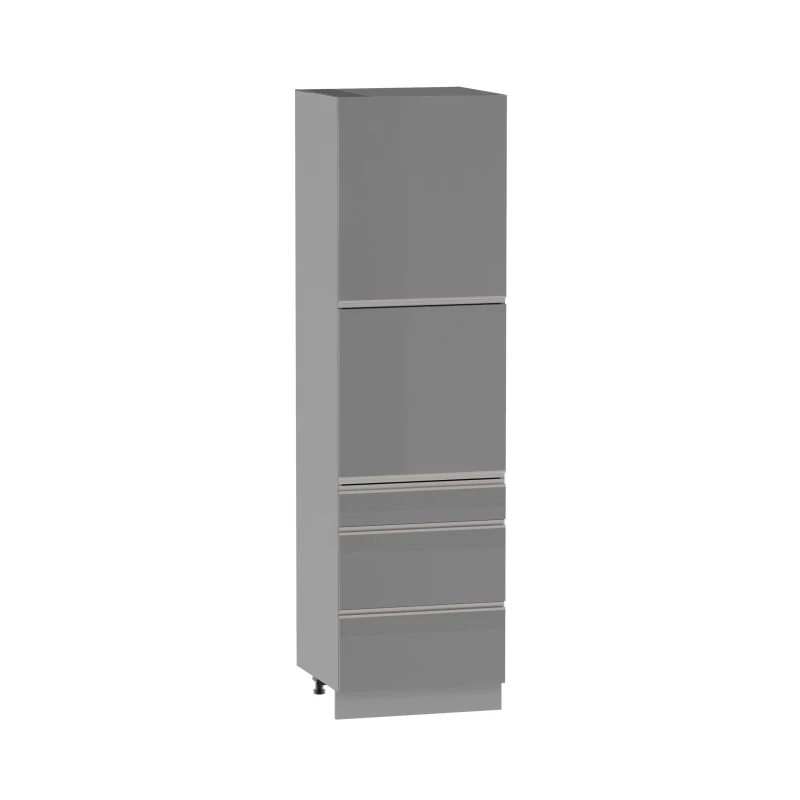 ADAMA kombinált élelmiszerszekrény - szélesség 60 cm, fényes szürke/szürke, lábak 15 cm