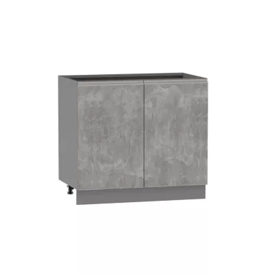 Kétajtós szekrény polccal ADAMA - szélesség 90 cm, világos műbeton / szürke, ezüst fogantyú, 10 cm lábak