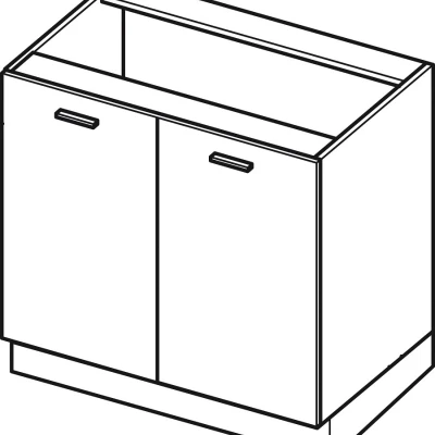 Kétajtós szekrény polccal ADAMA - szélesség 90 cm, fekete / szürke, ezüst fogantyú, 10 cm lábak