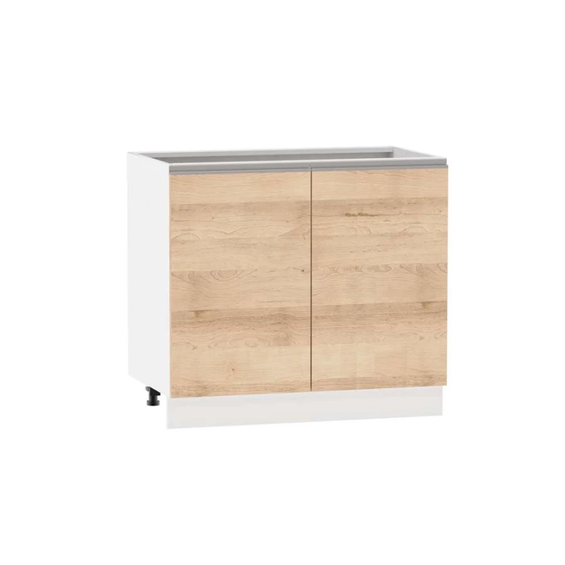 Kétajtós szekrény polccal ADAMA - szélesség 90 cm, artisan bükk / fehér, ezüst fogantyú, 10 cm lábak