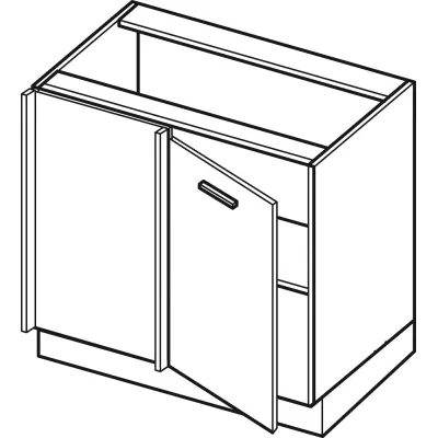 Bővített sarokszekrény ADAMA - szélesség 110 cm, fekete/szürke, ezüst fogantyú, 15 cm-es lábak, bal oldali