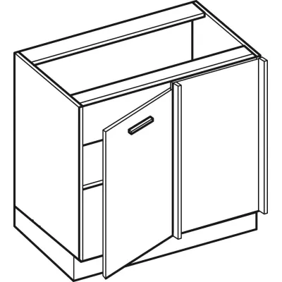 Bővített sarokszekrény ADAMA - szélesség 110 cm, fényes fehér / fehér, ezüst fogantyú, 10 cm lábak, jobb oldali
