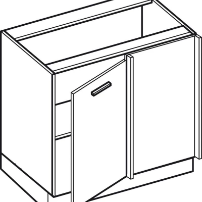 Bővített sarokszekrény ADAMA - szélesség 110 cm, fekete/szürke, ezüst fogantyú, 10 cm lábak, jobb oldali