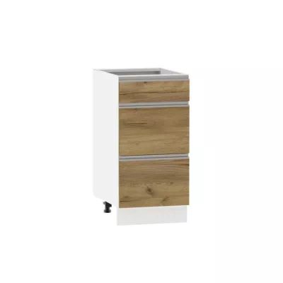 Alsó szekrény fiókokkal ADAMA - szélesség 40 cm, craft tölgy arany / fehér, lábak 10 cm