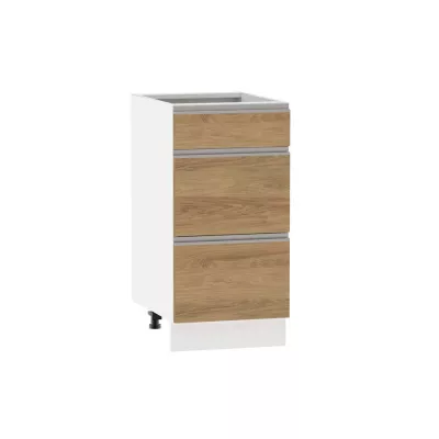 Alsó szekrény fiókokkal ADAMA - szélesség 40 cm, hickory natúr / fehér, lábak 10 cm