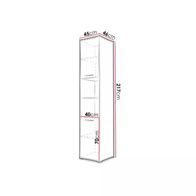 CELENA 3 magas szekrény - szélesség 45 cm, szürke