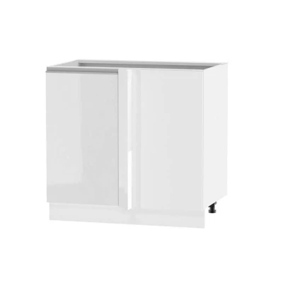 Bővített sarokszekrény ADAMA szigethez - szélesség 105 cm, fényes fehér / fehér, 10 cm lábak, jobb oldali