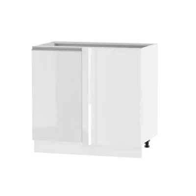 Bővített sarokszekrény ADAMA szigethez - szélesség 105 cm, fényes fehér / fehér, 15 cm-es lábak, jobb oldali
