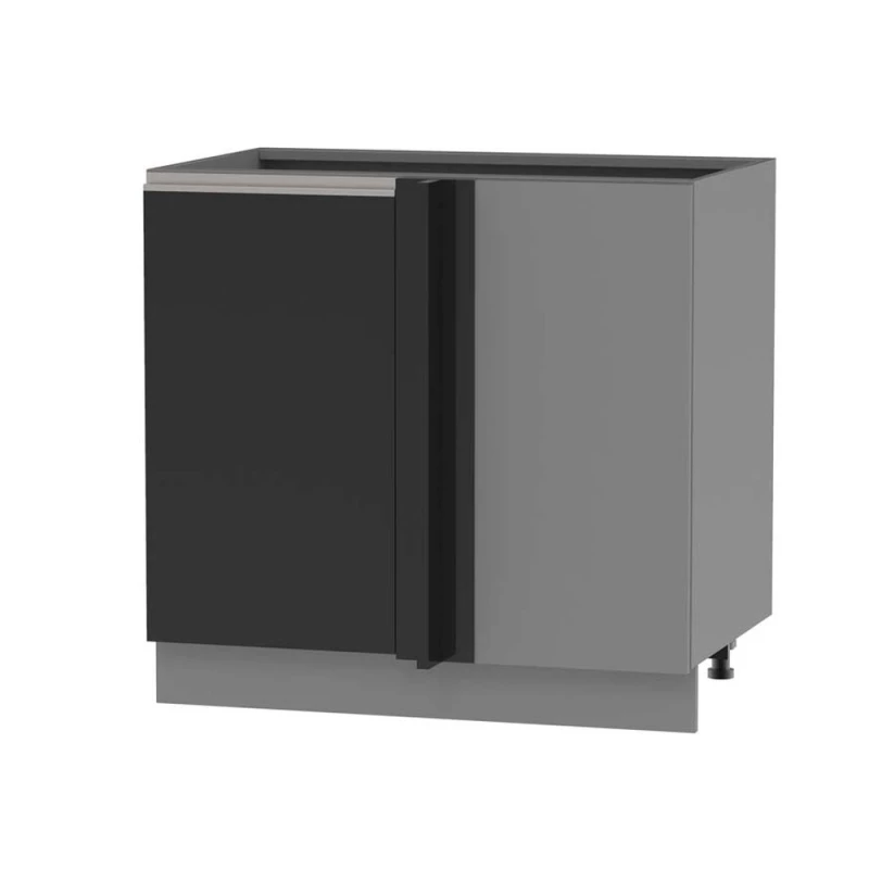 Bővített sarokszekrény ADAMA szigethez - szélesség 105 cm, fekete / szürke, lábak 15 cm, jobb oldali