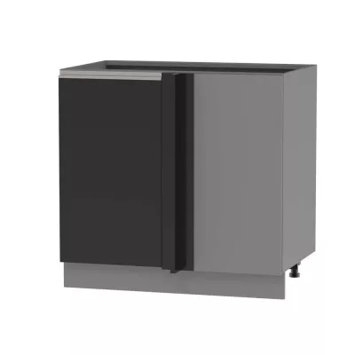 Bővített sarokszekrény ADAMA szigethez - szélesség 105 cm, fekete / szürke, lábak 15 cm, jobb oldali