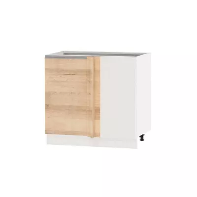 Bővített sarokszekrény ADAMA szigethez - szélesség 105 cm, artisan bükk / fehér, 10 cm lábak, jobb oldali