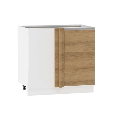 Bővített sarokszekrény ADAMA szigethez - szélesség 105 cm, hickory natúr / fehér, 10 cm lábak, bal oldali