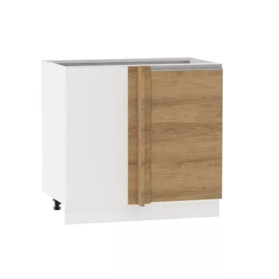 Bővített sarokszekrény ADAMA szigethez - szélesség 105 cm, hickory natúr / fehér, 15 cm-es lábak, bal oldali